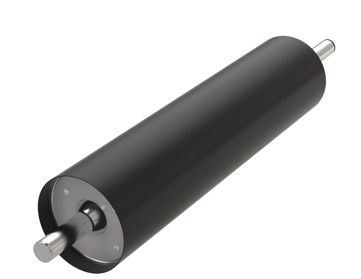 Fluoro-Stat conductive PTFE heat-shrink roll cover &mdash; black carbon-reinforced PTFE for static control.