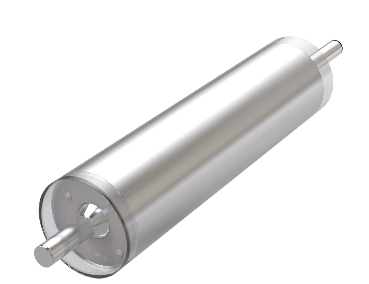 Fluoro-Clear FEP heat-shrink roll cover &mdash; clear FEP sleeve seated on a metal roll body.