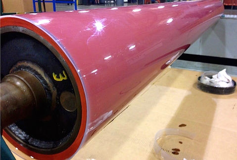 Red Fluoro-Wear 502 roll cover in shop