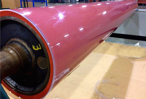 Close-up of red Fluoro-Wear 502 roll cover